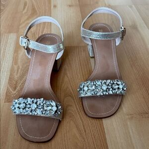 Dune Crystal Embellished Ankle-Strap Sandals - Silver